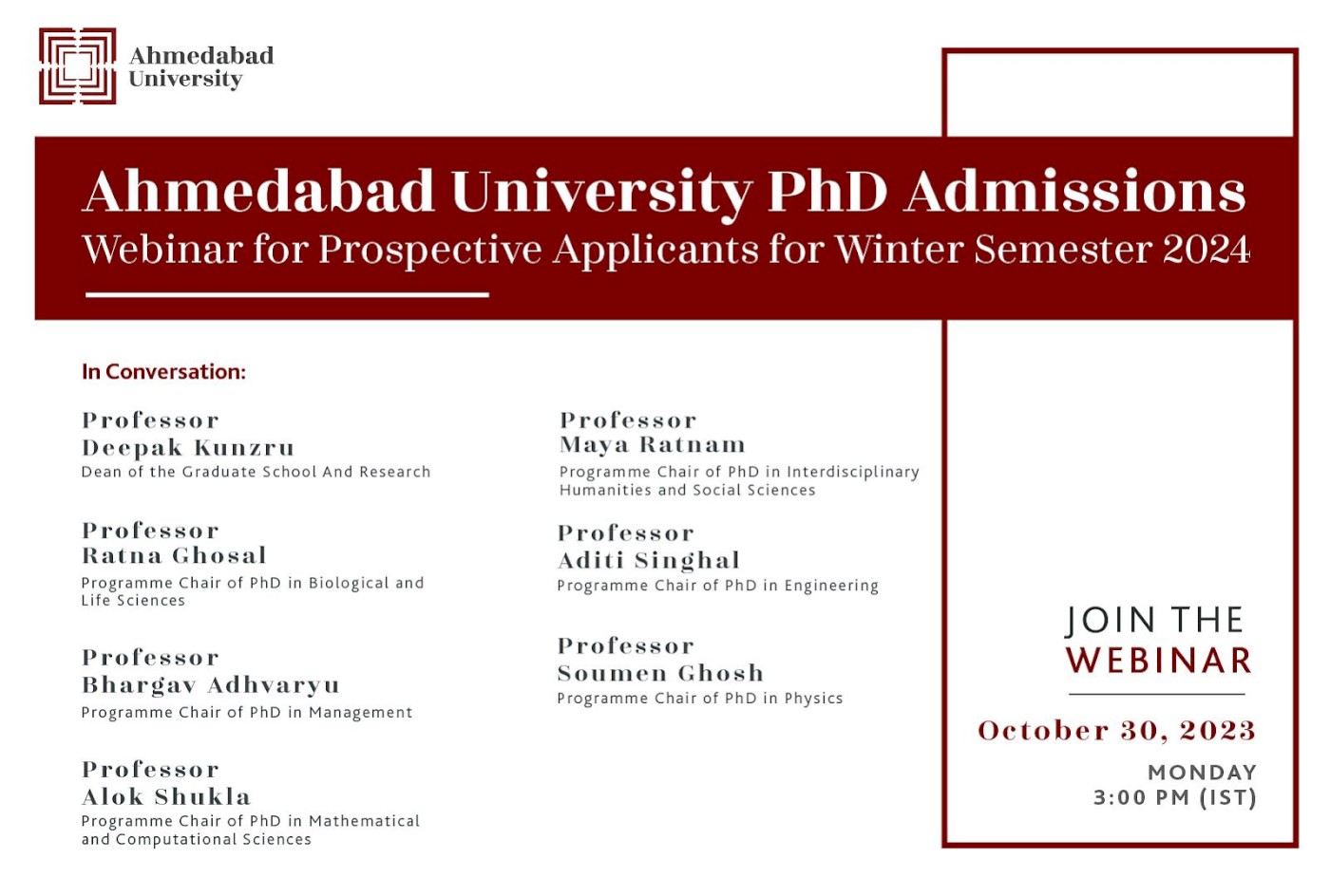 PhD Admissions Webinar for Prospective Applicants for Winter Semester 2024