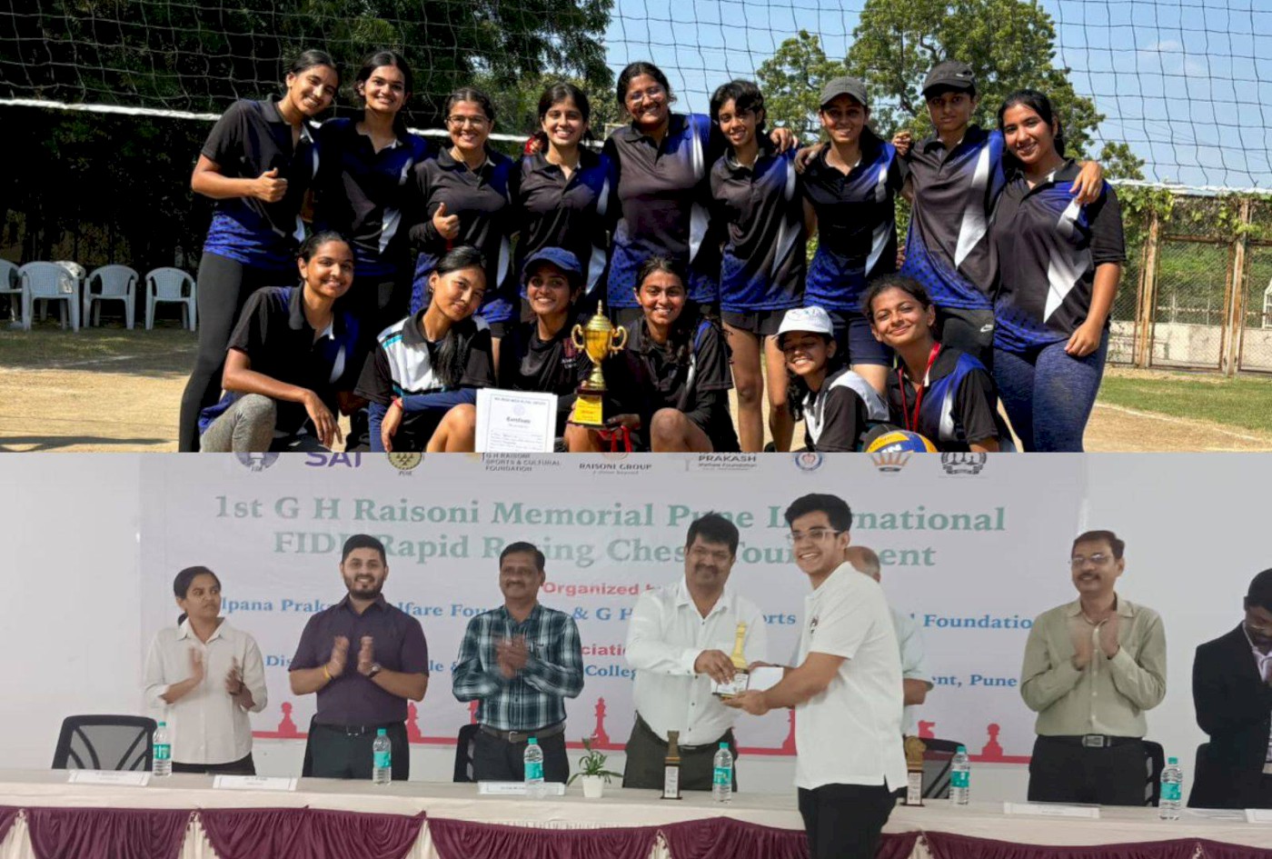 Ahmedabad University Wins District Level Volleyball and National Level Chess Titles